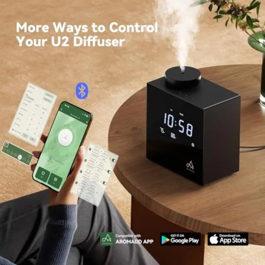 Smart Waterless Diffuser With Clock For Home And Large Rooms