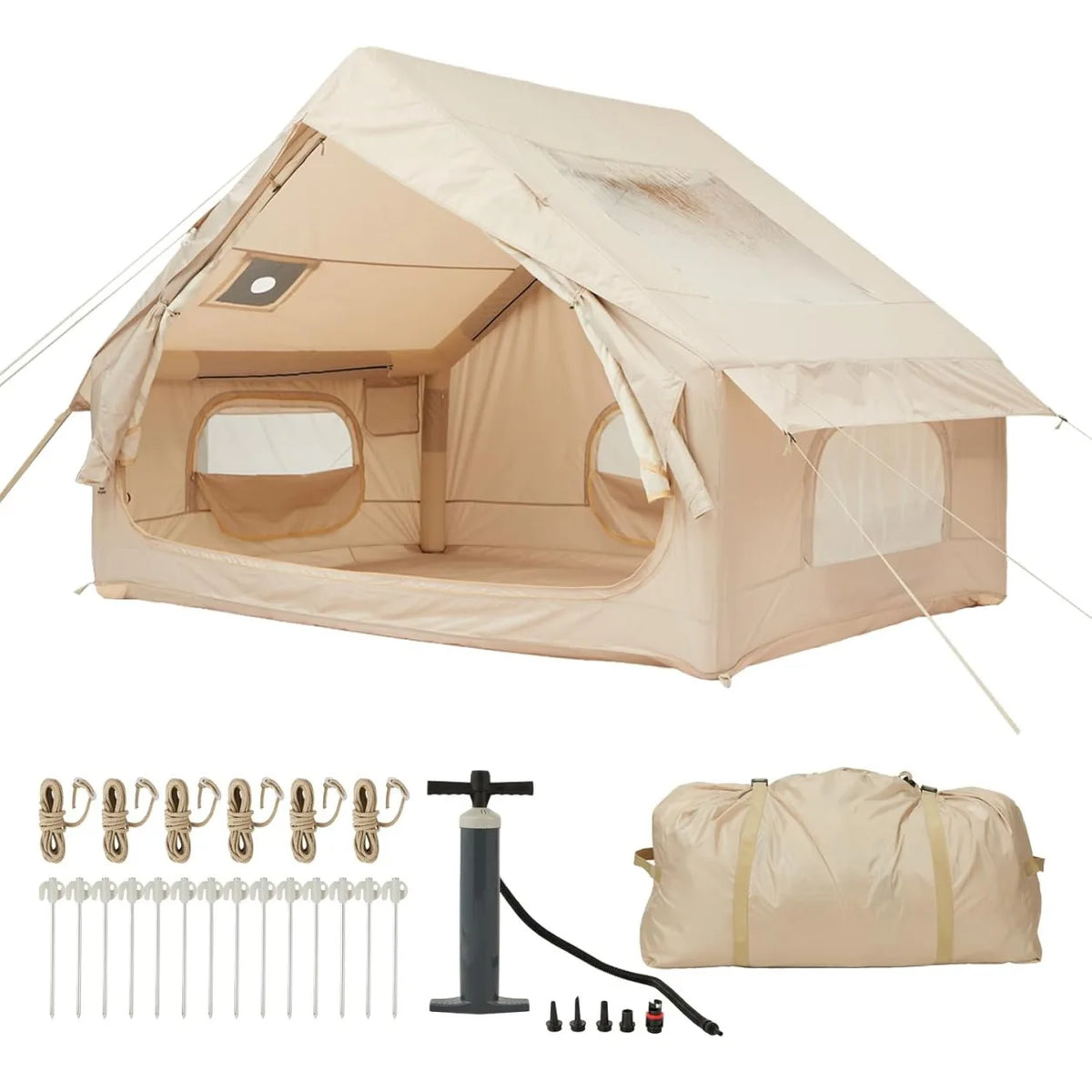 Inflatable Camping Air Tent Family Waterproof Stove Jack Hand Pump