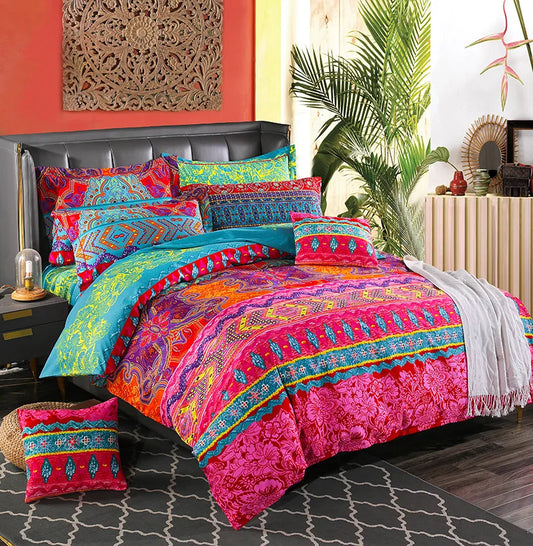 Brushed Microfiber Boho Duvet Cover and Two Pillowcases
