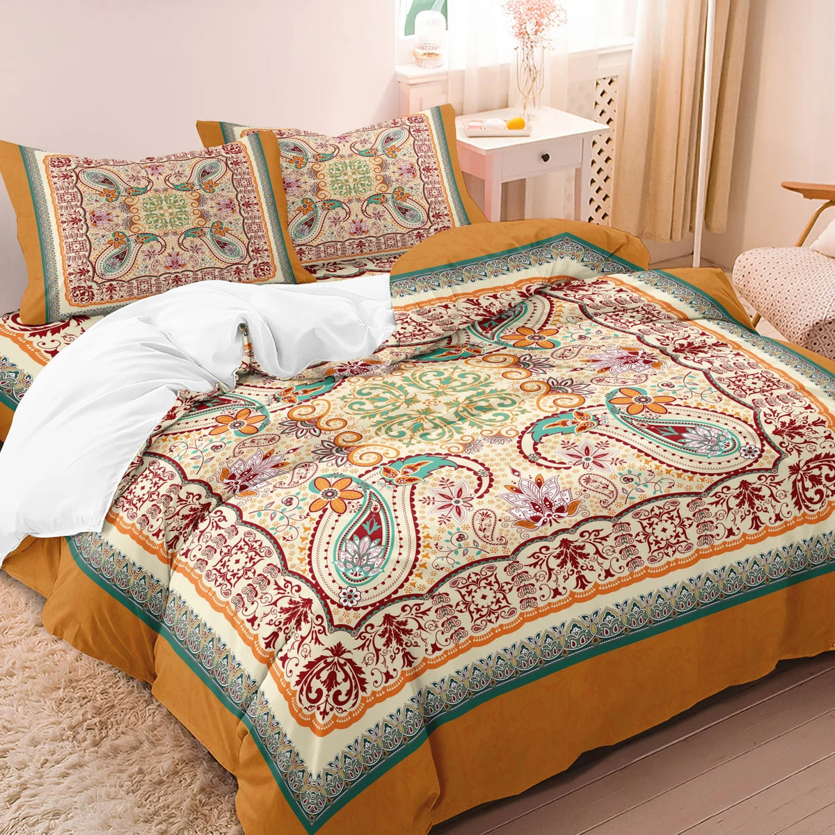 Bohemian Bandana Paisley Duvet Cover Set With Floral Bedding