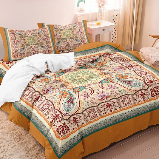 Bohemian Bandana Paisley Duvet Cover Set With Floral Bedding