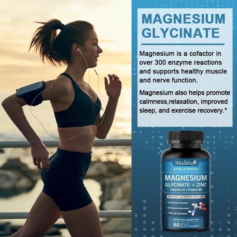 Mulittea Magnesium Glycine Capsules With Zinc Vitamins D3 B6