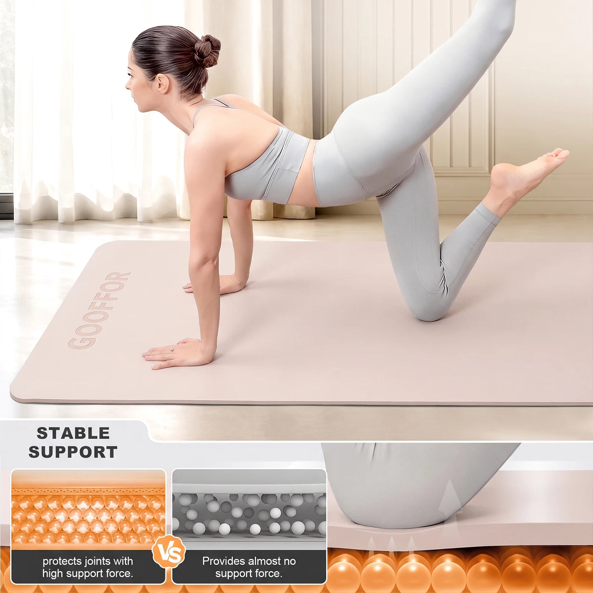 Gooffor Premium Non Slip Natural Rubber Yoga Mat Grip