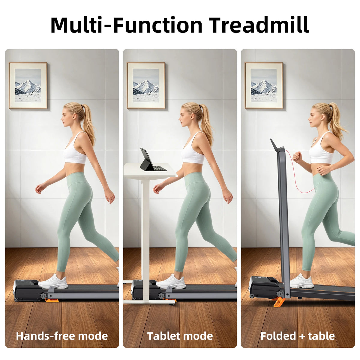 Home Folding Treadmill with Led Display and Handle Bar Fitness