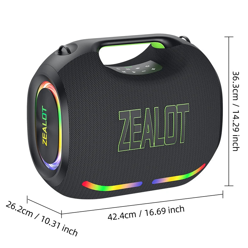 Zealot Ze21 Portable Waterproof Bluetooth Speaker 48000mAh Battery Life
