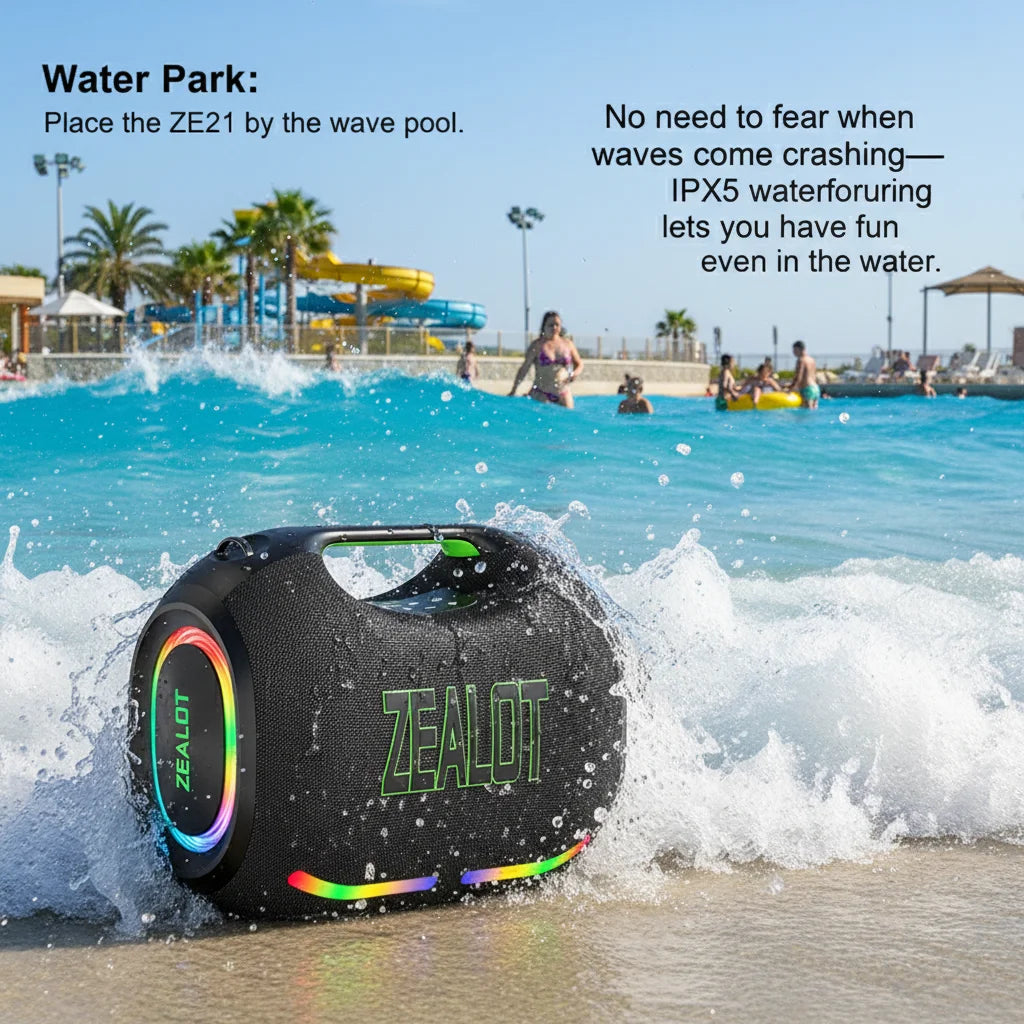 Zealot Ze21 Portable Waterproof Bluetooth Speaker 48000mAh Battery Life