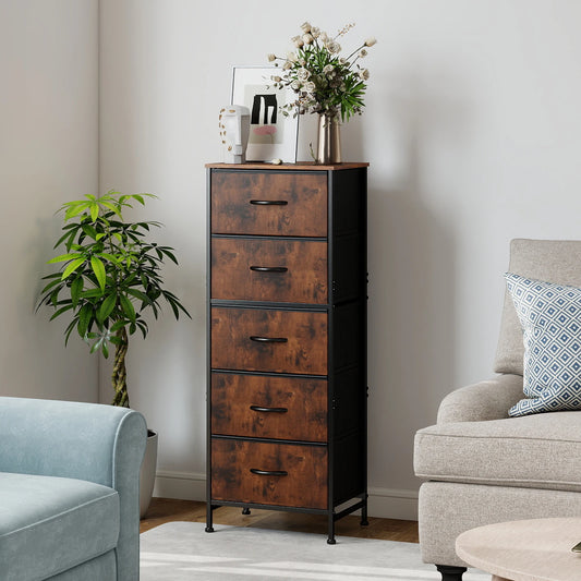 JHK Modern Five Fabric Drawers Storage Cabinet With Steel Frame