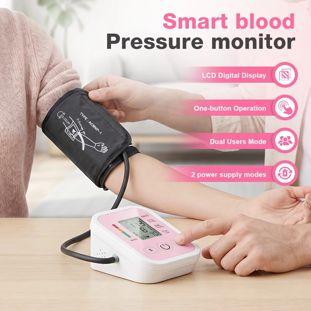 Automatic Upper Arm Blood Pressure Monitor With Voice And LCD