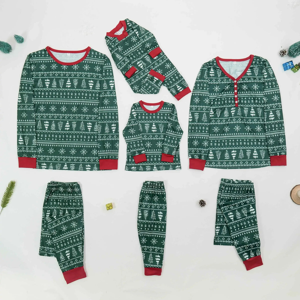 Family Christmas Pajama Set All Over Print Cotton Loungewear