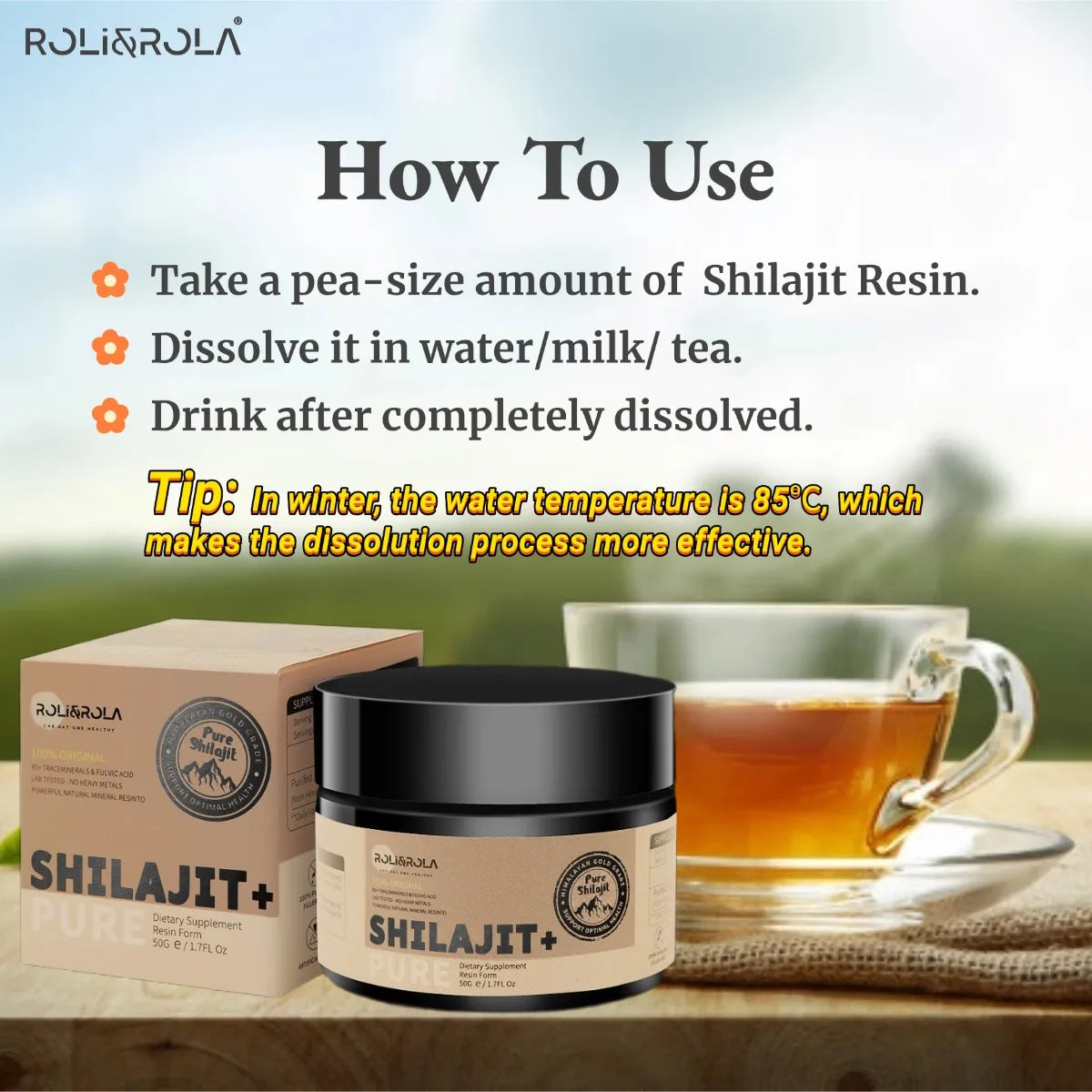 Rolirola Pure Himalayan Shilajit Resin With Fulvic Acid Dietary Supplement