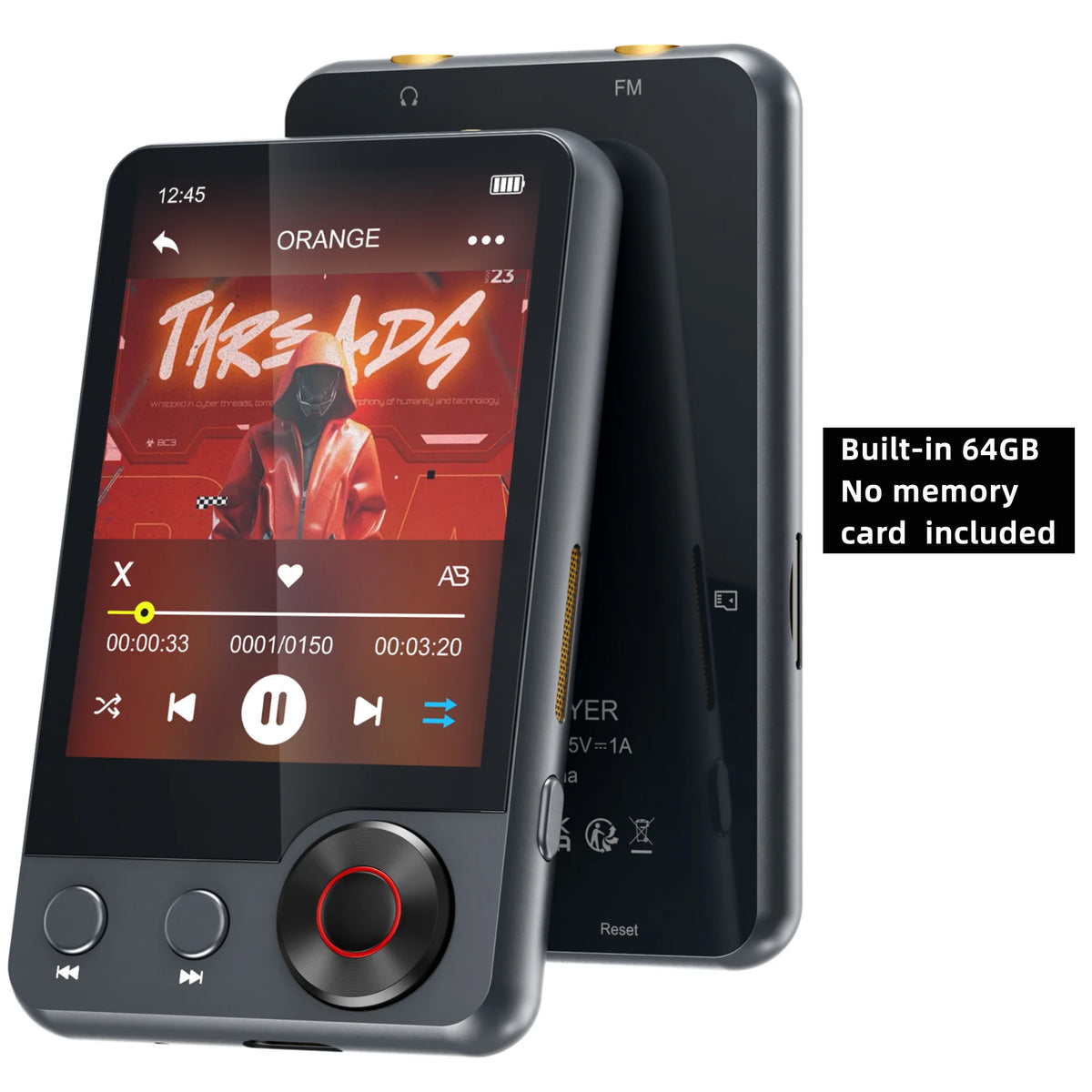 Mechen Portable MP3 Player Featuring Bluetooth Stereo Audio