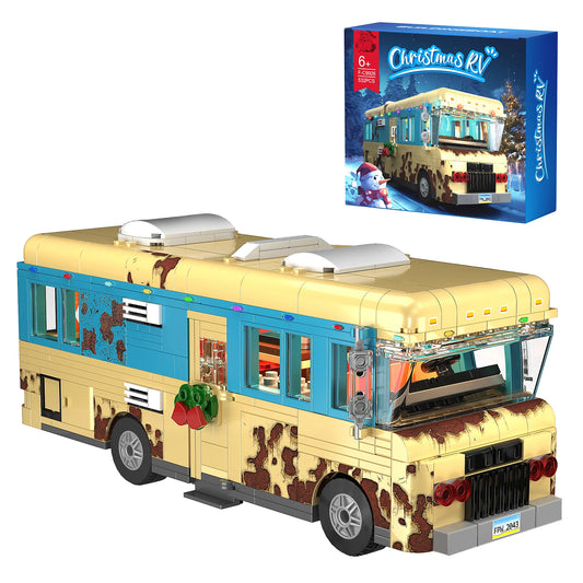Christmas Rv Building Blocks Set With Led Snow Village