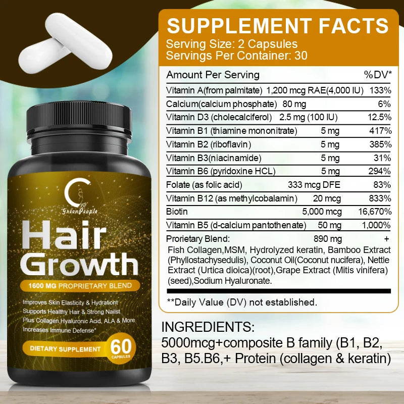 MINCH 5000mcg Biotin Capsules For Hair Skin And Immunity Support