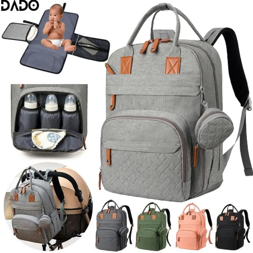 Waterproof Diaper Backpack With Changing Pad And Stroller Straps