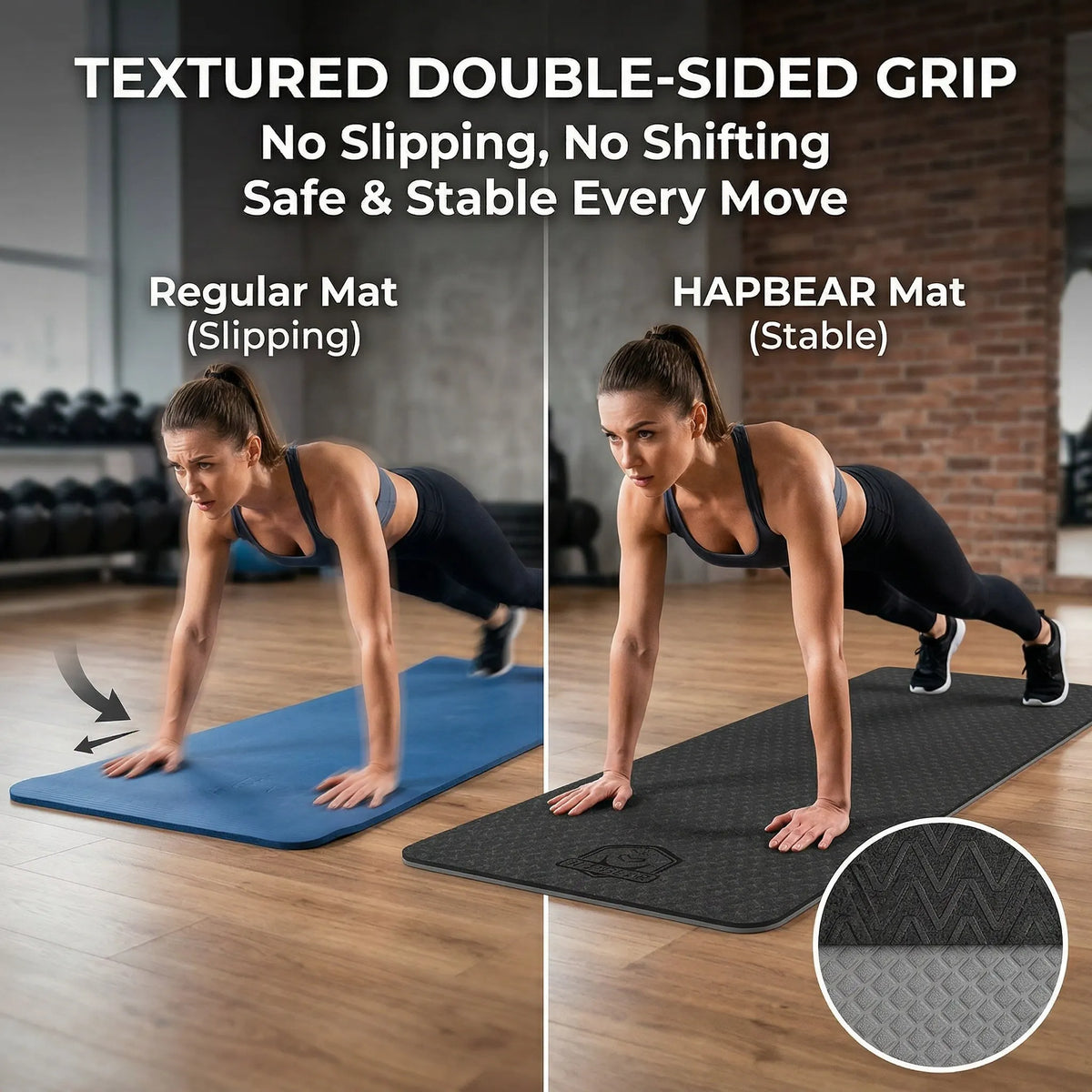 HAPBEAR Premium TPE Yoga Mat For Home Workout And Pilates