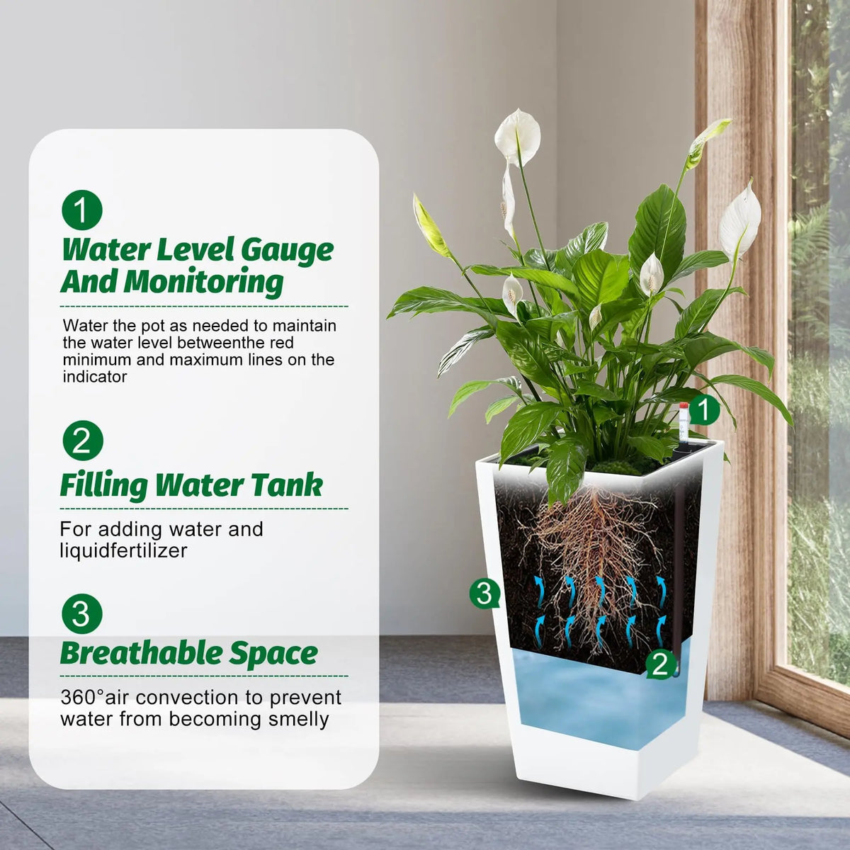 HiMISS Self Watering Indoor And Outdoor Planters With Drainage