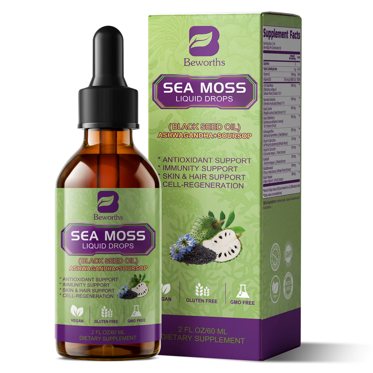 Beworths Sea Moss Extract Drops for Immunity and Digestion Support