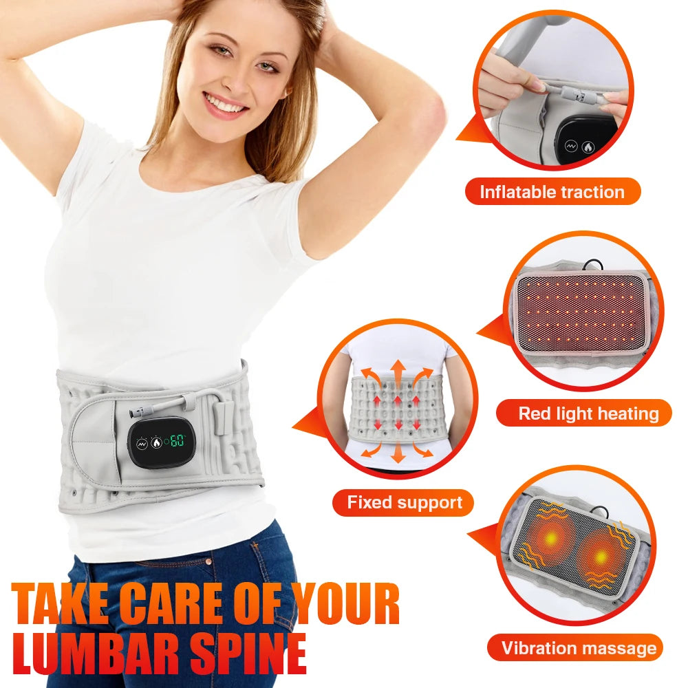 PASTSKY Rechargeable Heating Waist Back Massage Lumbar Traction Device