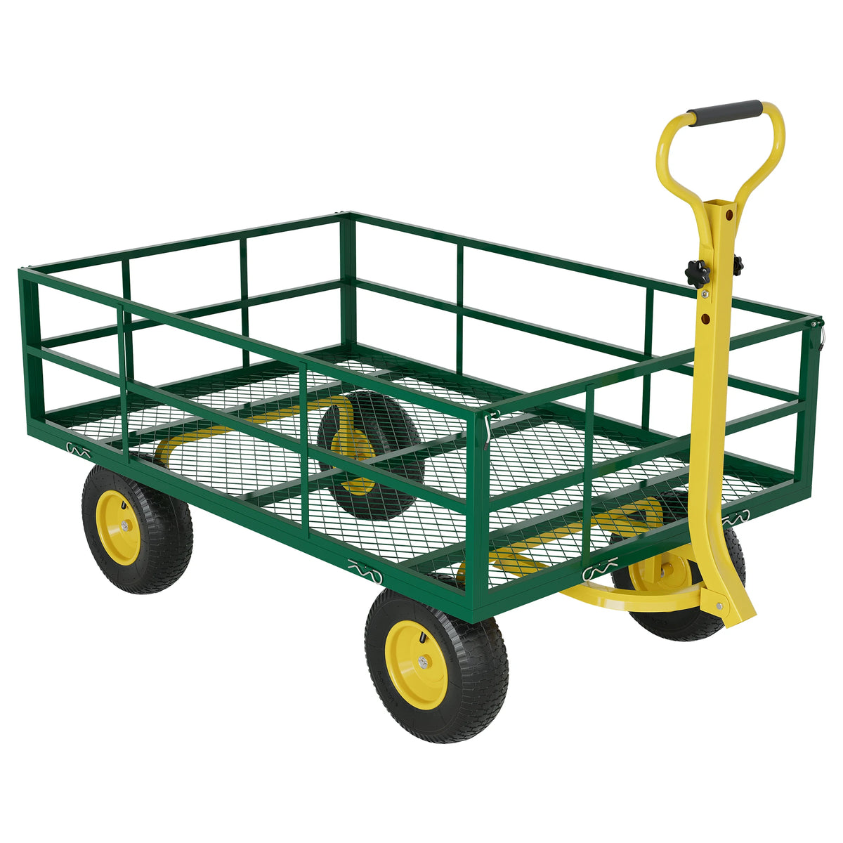 HiMiss Heavy Duty Steel Garden Wagon For Yard And Tools