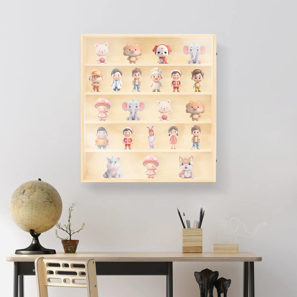 Bymaocar 5 Tier Wall Mounted Wooden Display Cabinet For Figurines