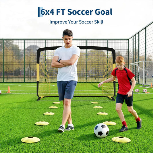 HiMISS Pop Up Soccer Goal Set With Training Accessories