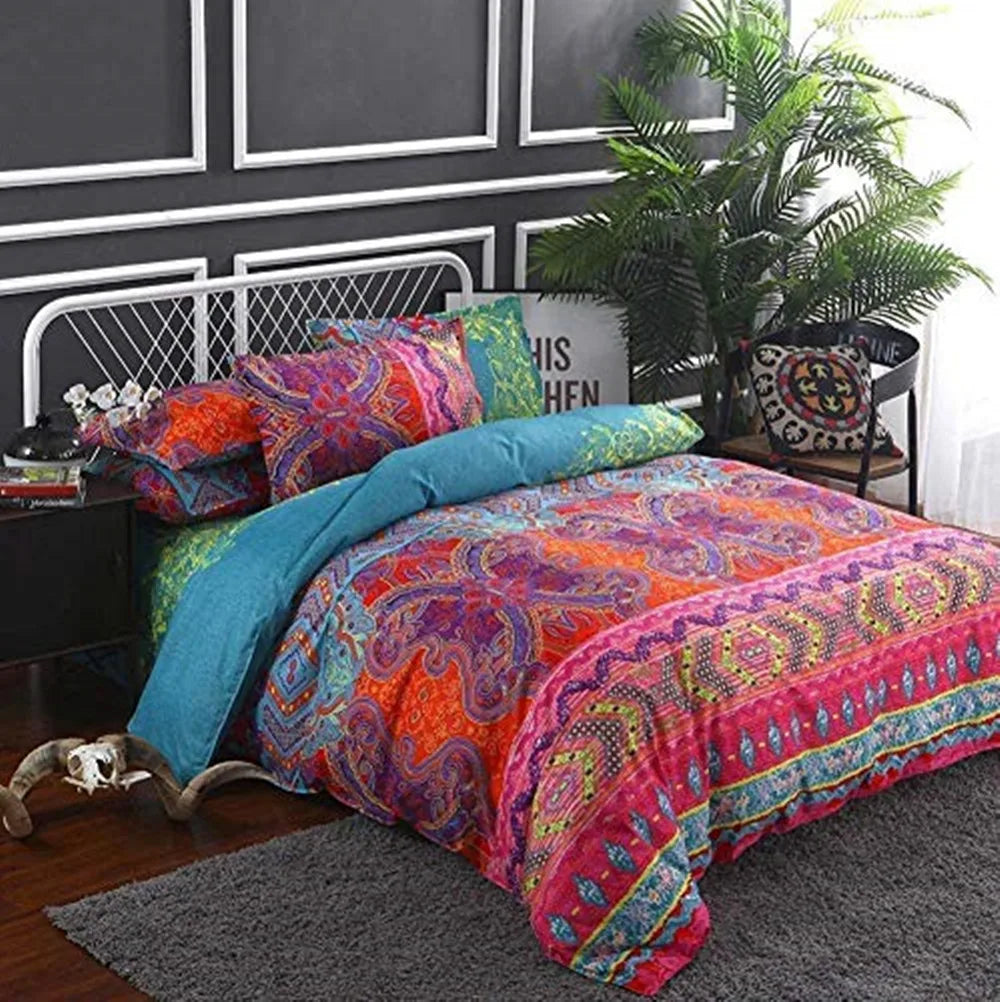 Brushed Microfiber Boho Duvet Cover and Two Pillowcases