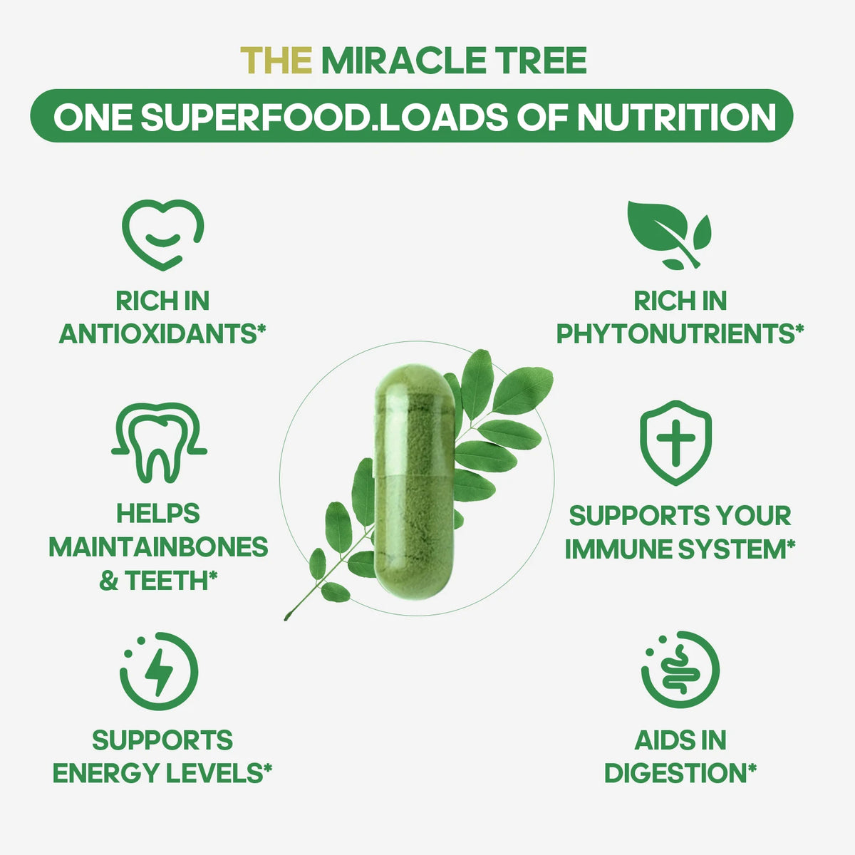 Quitmood Moringa Powder Capsules Pure Natural Antioxidant Superfood Support