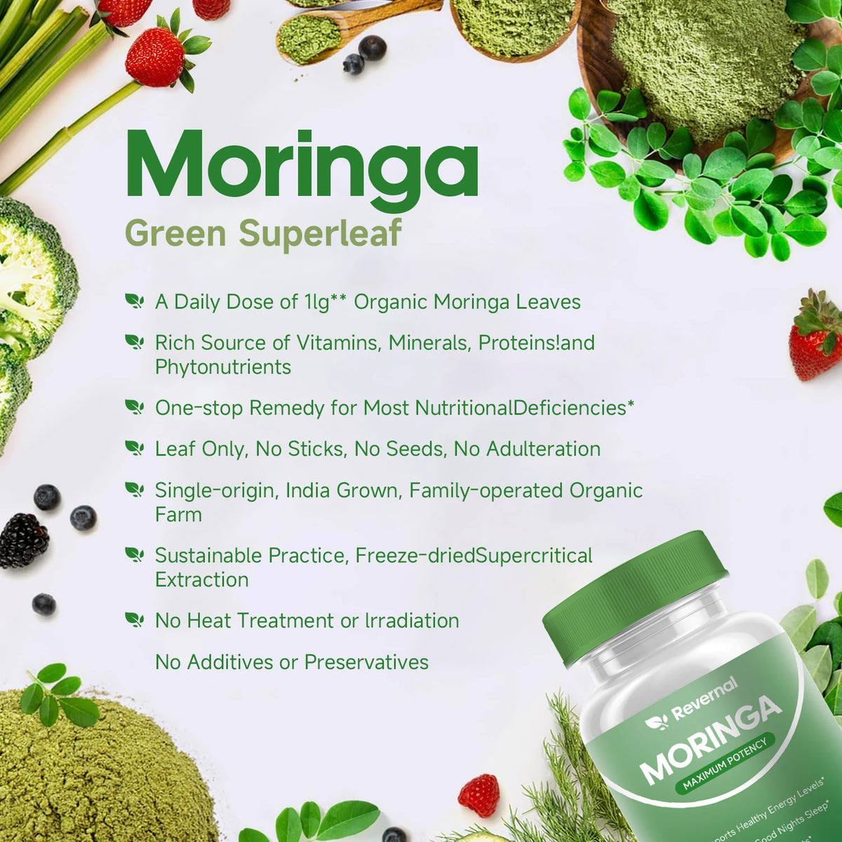 Quitmood Moringa Powder Capsules Pure Natural Antioxidant Superfood Support