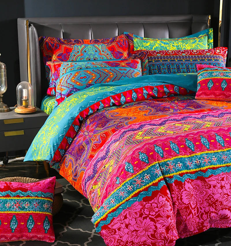Brushed Microfiber Boho Duvet Cover and Two Pillowcases