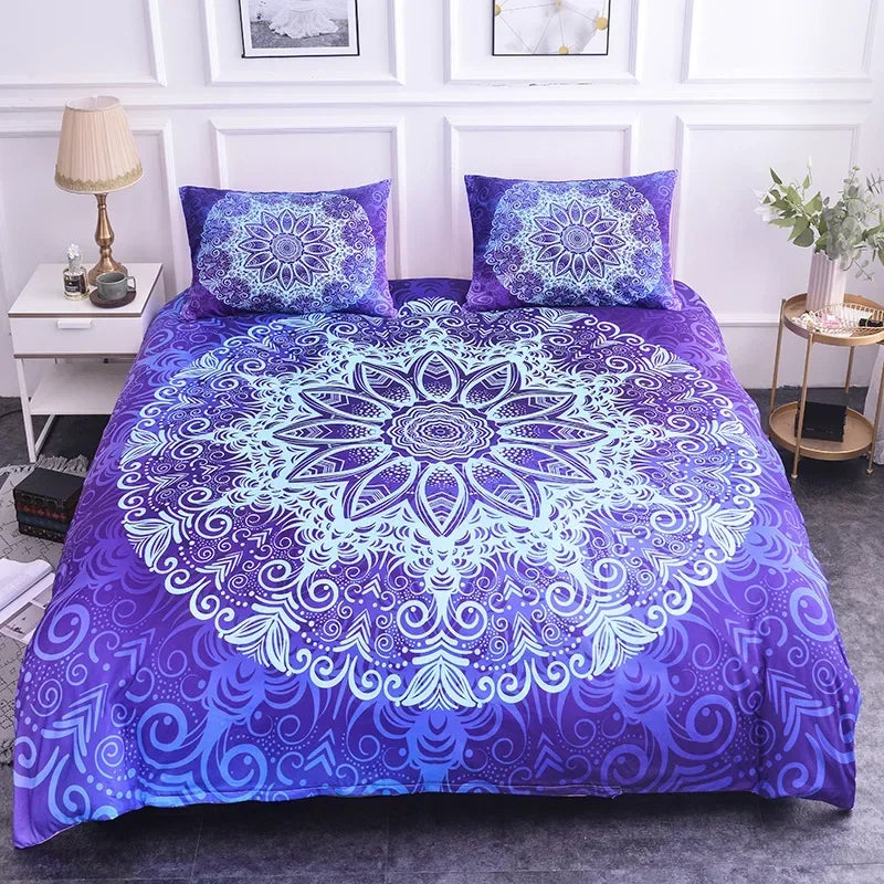 Mandala Bohemian Duvet Cover Set With Printed Lotus Floral Bedding