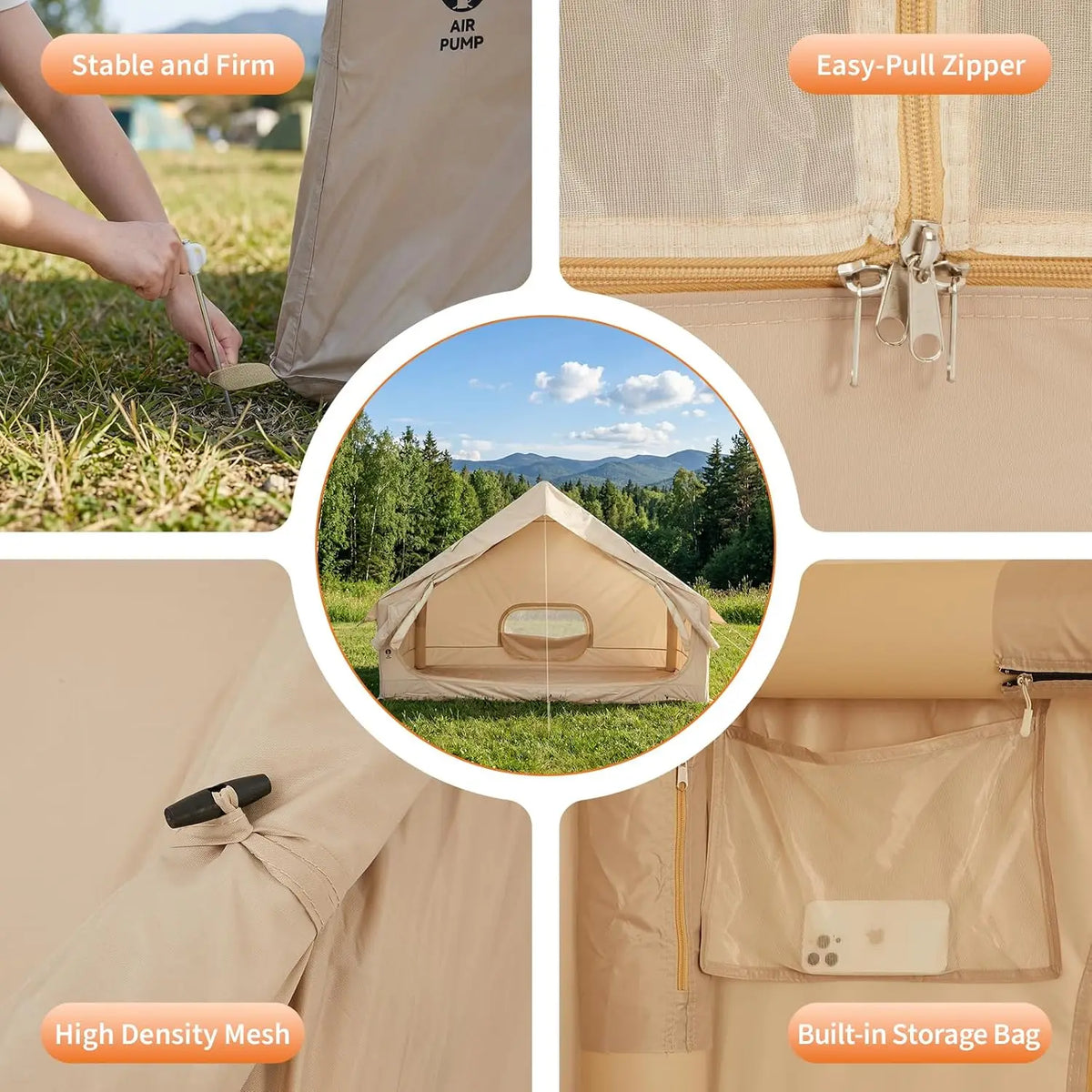 Inflatable Camping Air Tent Family Waterproof Stove Jack Hand Pump