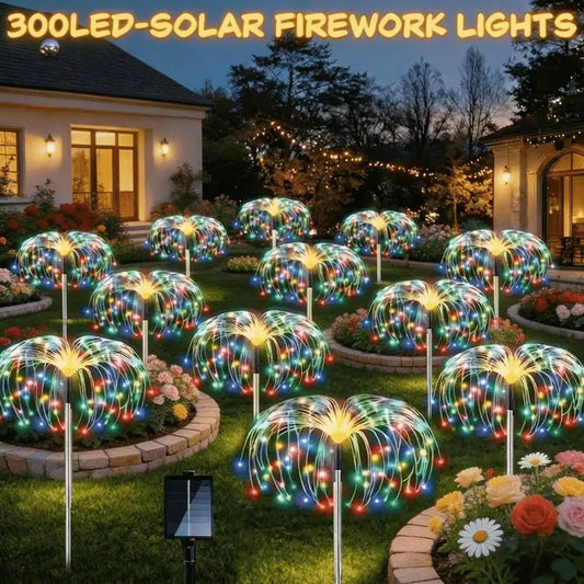 5 in 1 Outdoor Solar Light-300 LED Outdoor Light, 8 Lighting Modes, Outdoor Suitable for Christmas, Yard, Wedding, Garden Decoration, DIY Decoration for Valentine's Day - Lawn | Solar Light Outdoor | Summer Garden Decoration