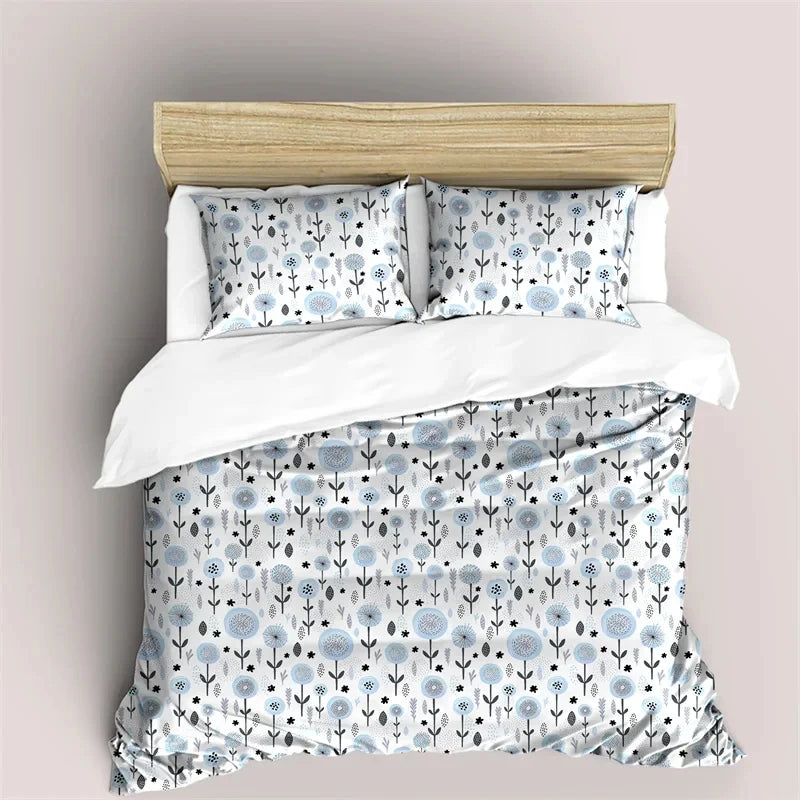 Bohemian Mandala Botanical Floral Brushed Duvet Cover Set