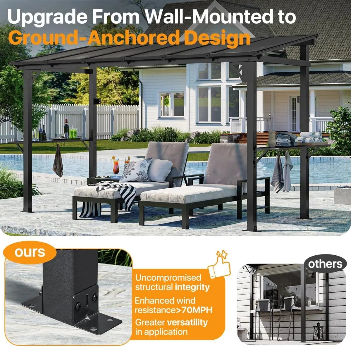 Outdoor Metal Gazebo With Steel Roof And Polycarbonate Panels