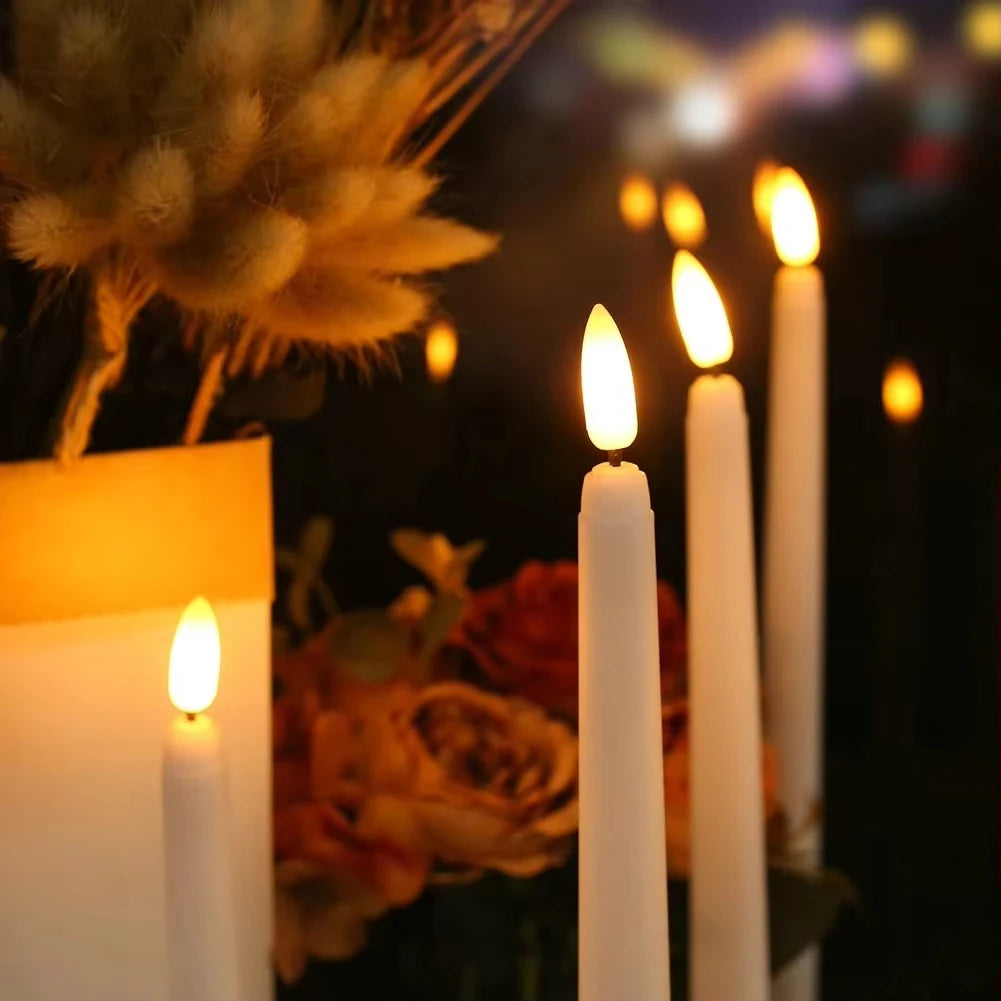LED Flameless Taper Candles Flickering With Remote Battery Operated Decor