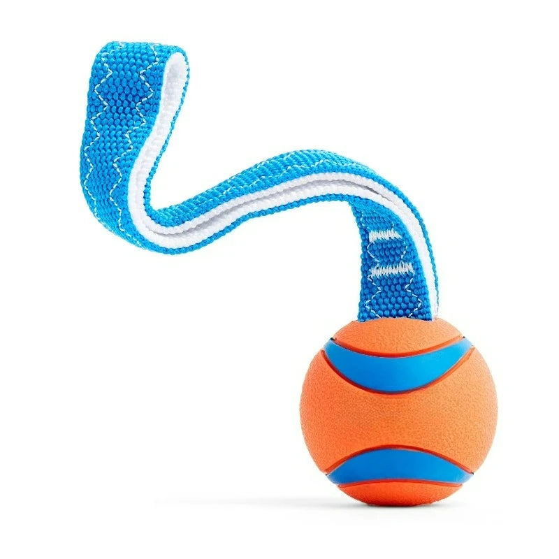 Ultra Tug Dog Ball Rubber Fetch and Tug Toy For Dogs, Small 2" for Breeds up to 20 lb and Puppies, Pack of 1, Orange and Blue