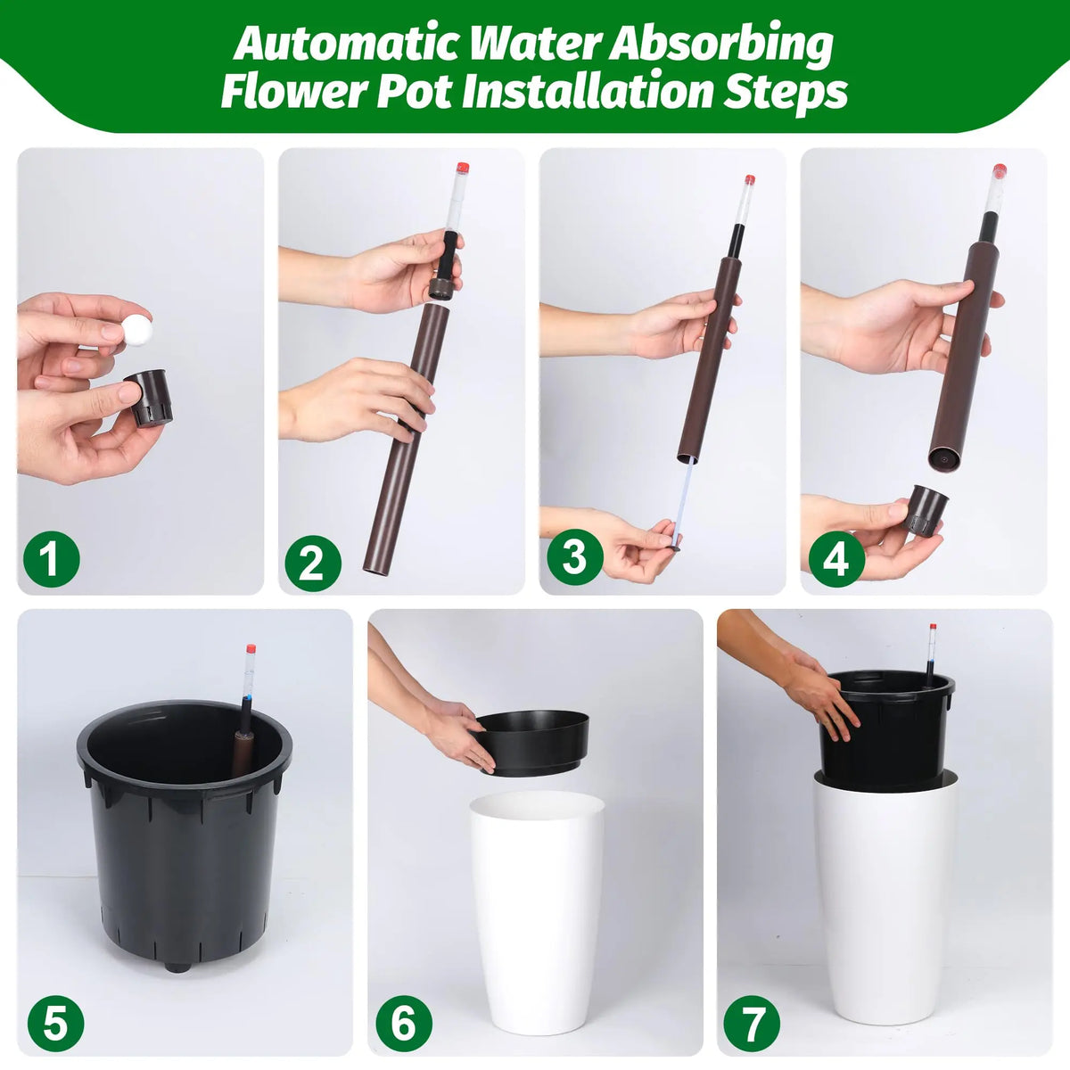 HiMiss Self Watering Planter Set With Water Level Indicator
