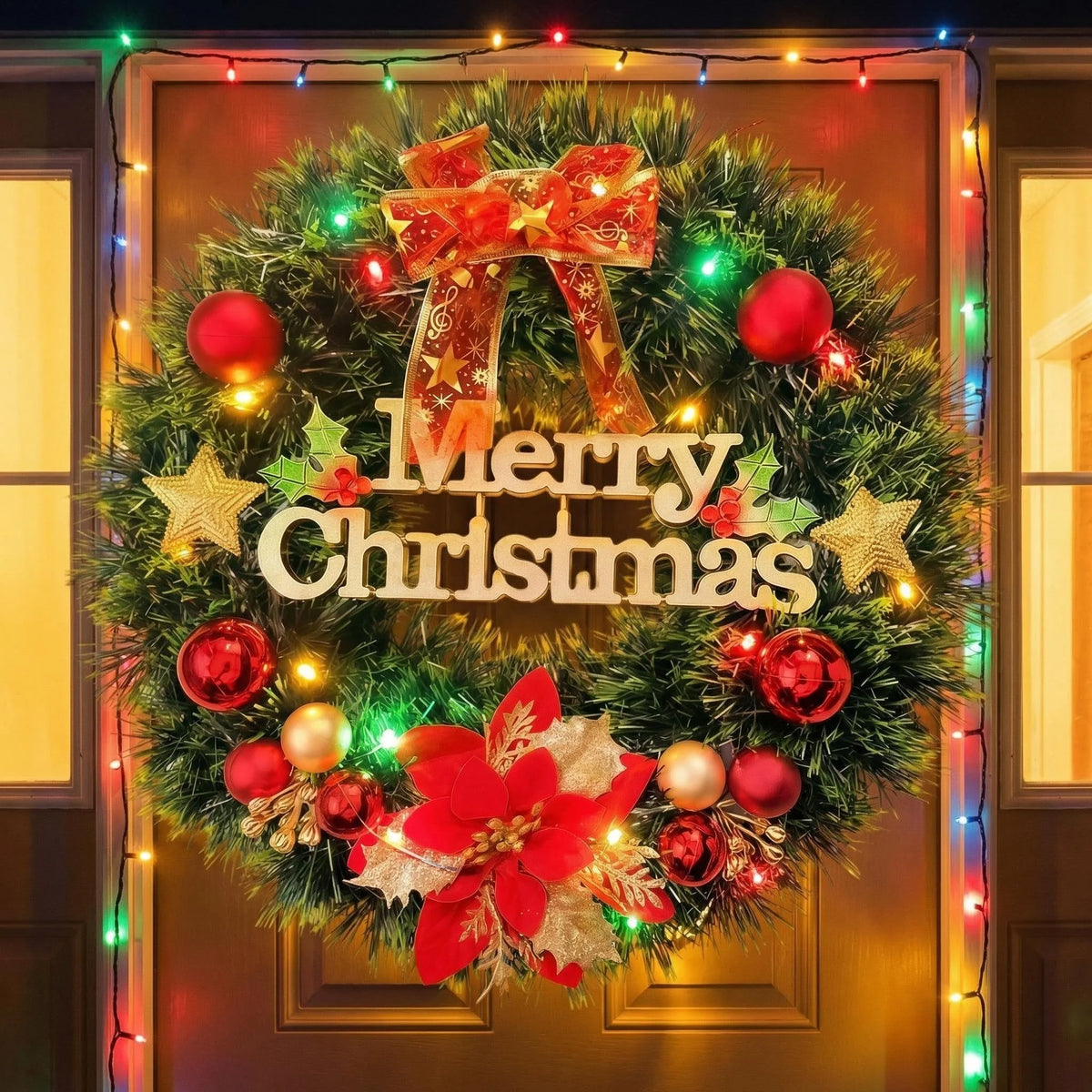 Youyouhuan Artificial Christmas Wreath With Faux Berries Holiday Decor