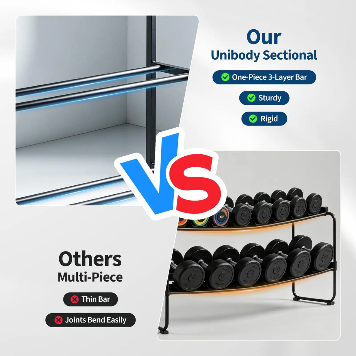 Three Tier Steel Dumbbell Rack For Home Gym Training