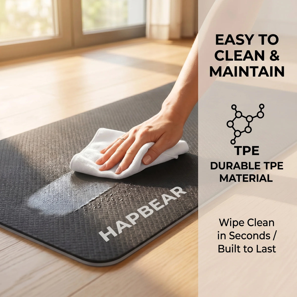 HAPBEAR Premium TPE Yoga Mat For Home Workout And Pilates