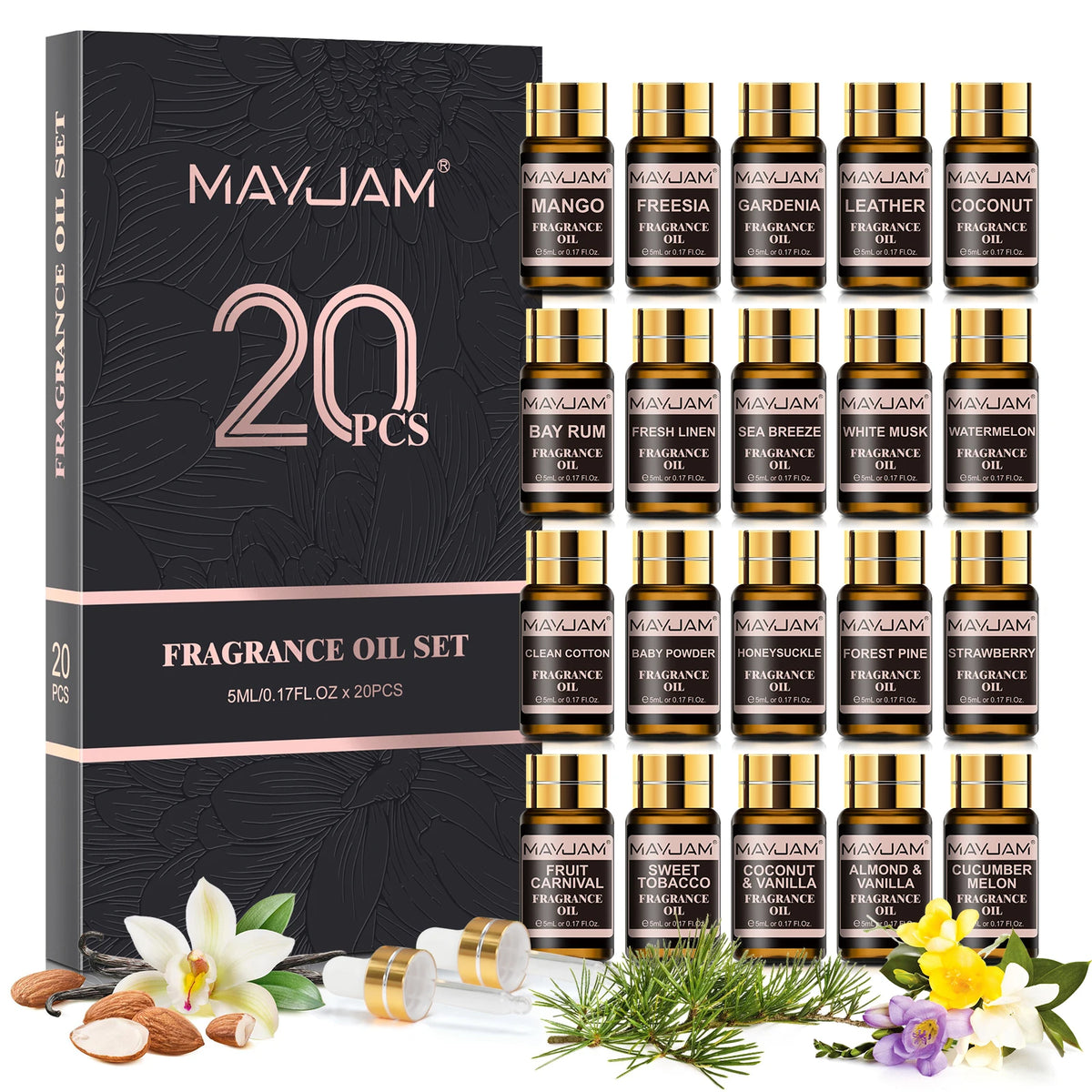 MAYJAM 20 Bottles Fragrance Oils Set For Diffusers And Candles