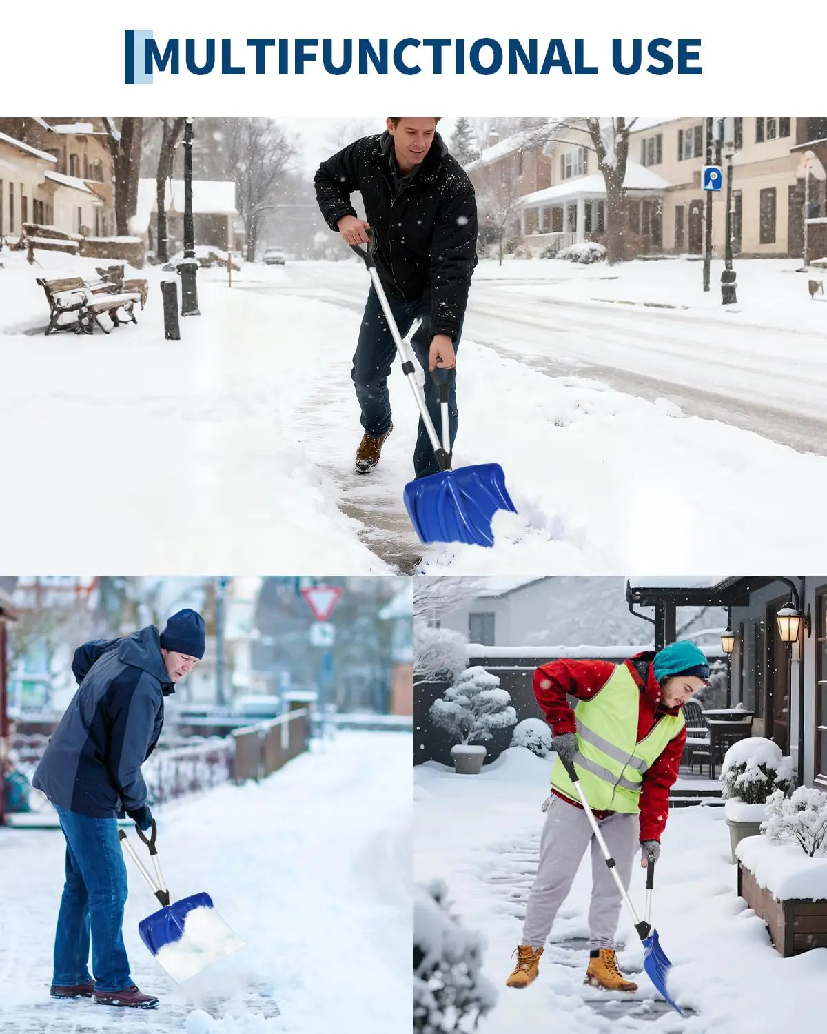 HiMISS Ergonomic Snow Shovel With Assisted D Grip Handle