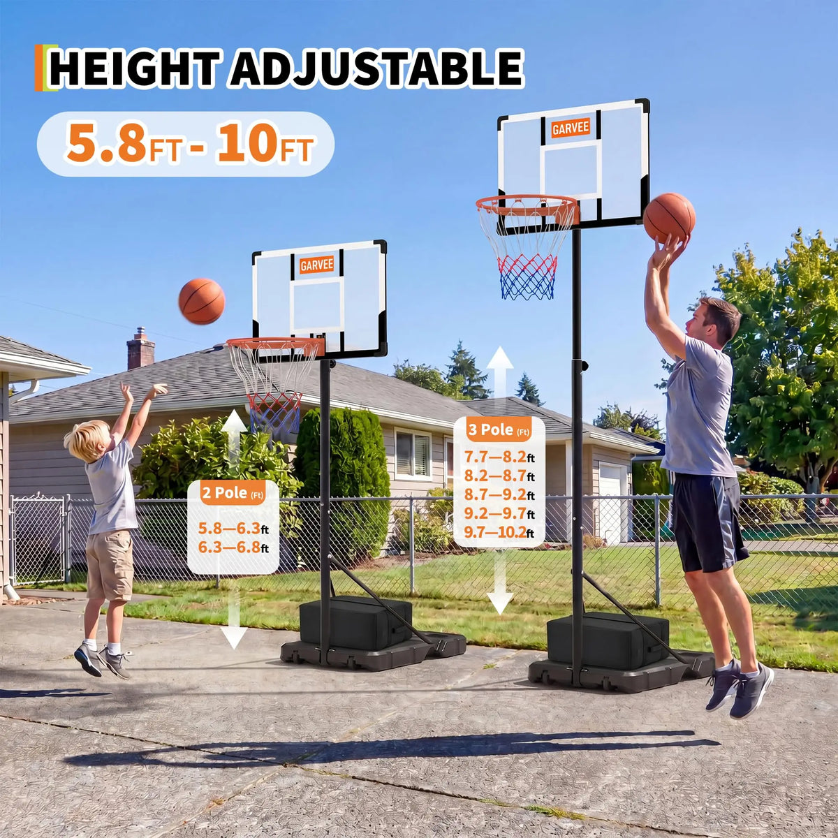 HiMiss Portable Adjustable Basketball Hoop With Wheels And Net