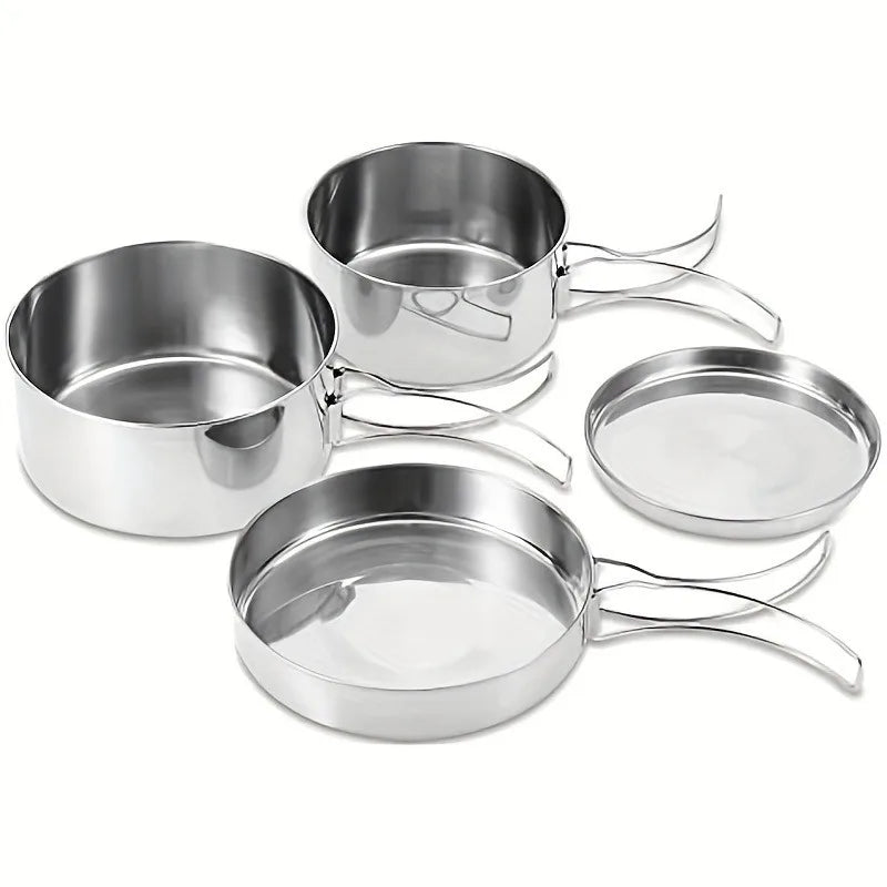Portable Stainless Steel Camping Cookware Set For Outdoors