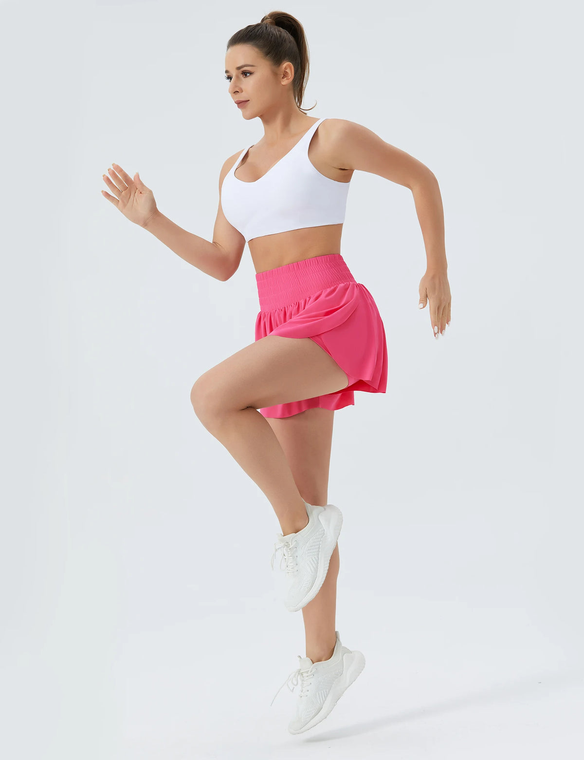 THE GYM PEOPLE Women's High Waisted Flowy Running Shorts 2 in 1 Athletic Workout Skirt Shorts