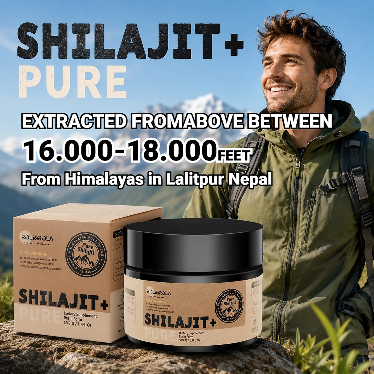 Rolirola Pure Himalayan Shilajit Resin With Fulvic Acid Dietary Supplement