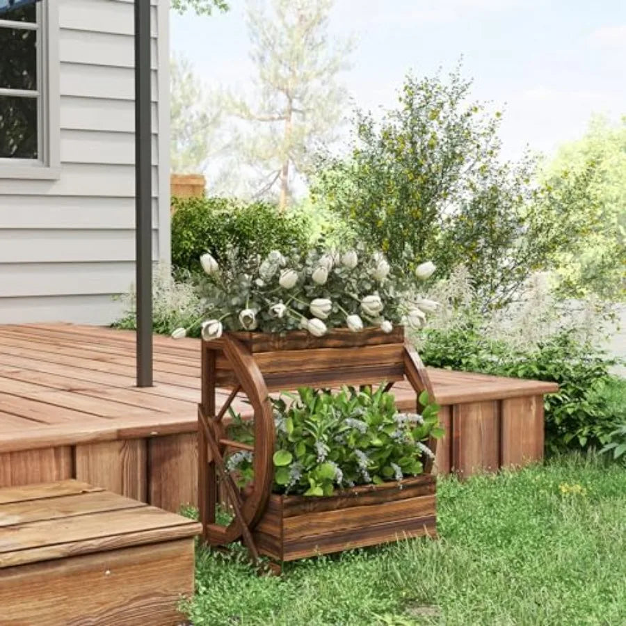 Two Tier Raised Metal Garden Planter With Drainage Holes
