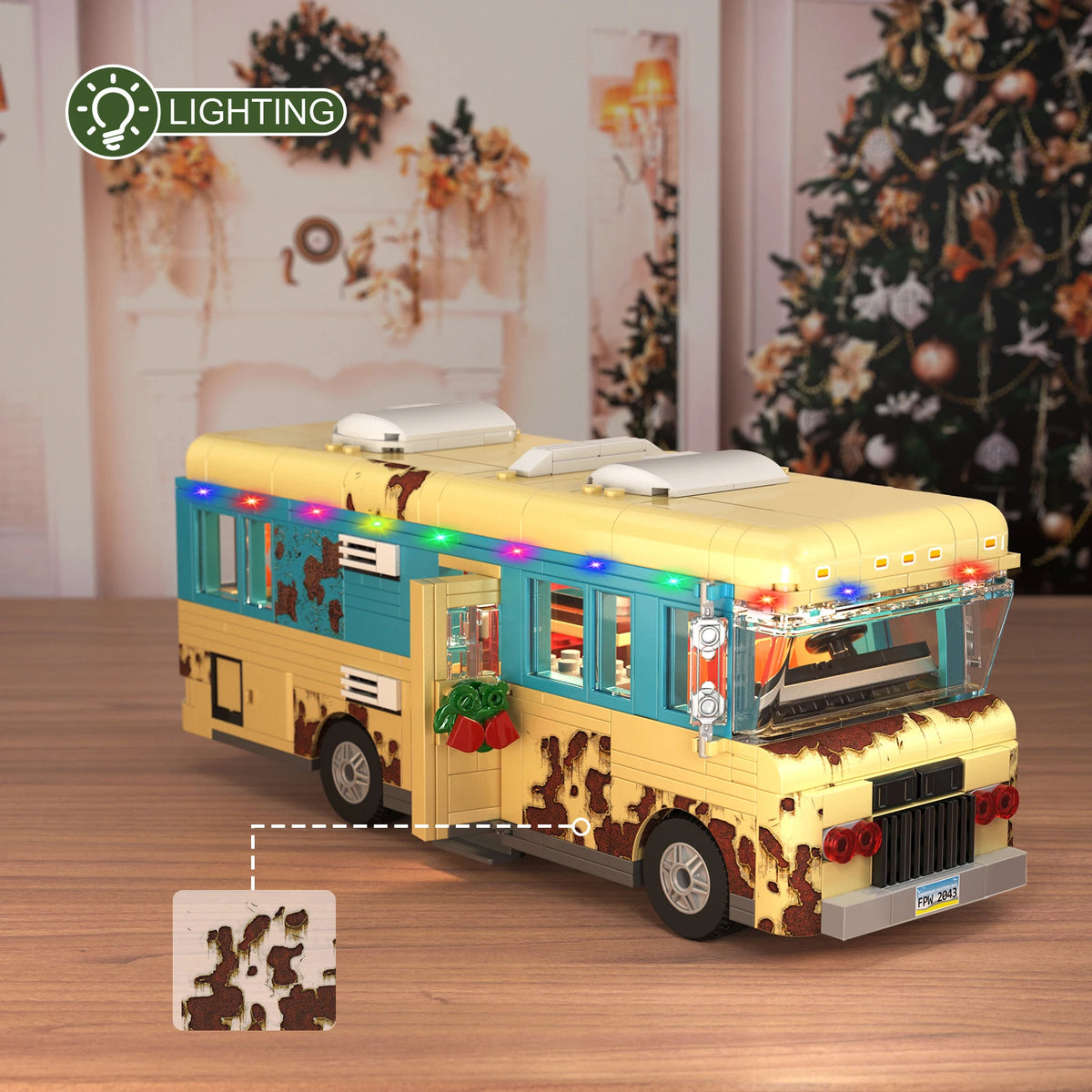 Christmas Rv Building Blocks Set With Led Snow Village