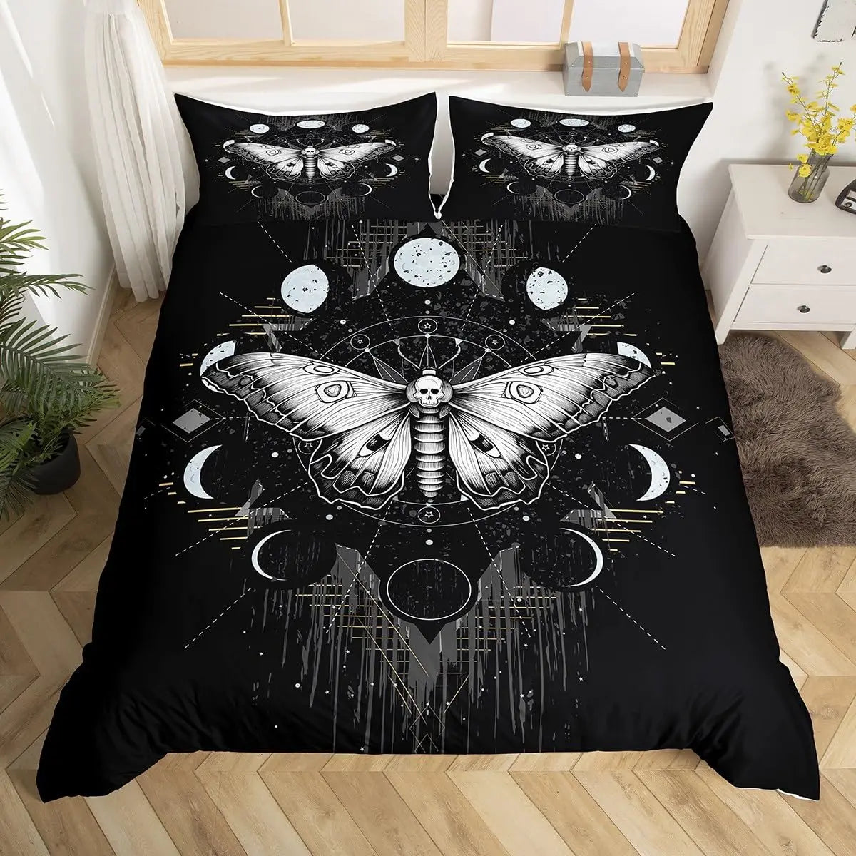 Gothic Moth Mushroom Microfiber Duvet Cover Set Ultra Soft Lightweight
