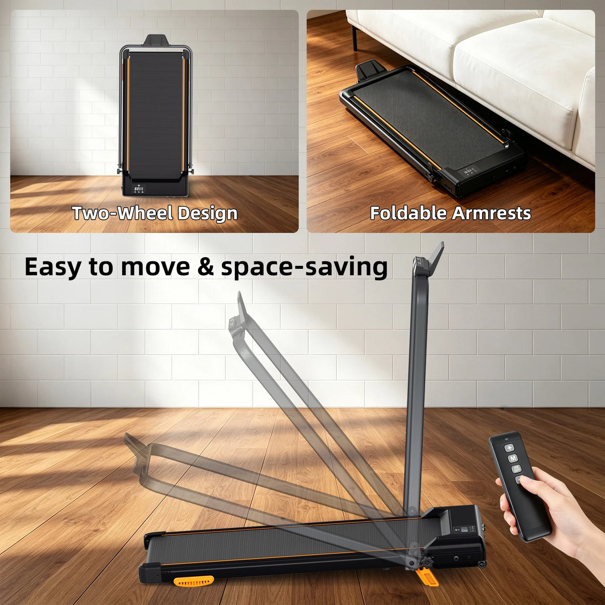 Home Folding Treadmill with Led Display and Handle Bar Fitness